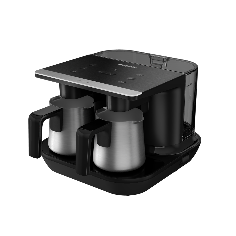 [TKM 9961 S] Turkish coffee machine, 2 pots, 1.5 liter water tank, 6 cups, silver color.