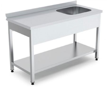 SINK UNIT, 1 BOWL (500x500x300 mm), W/ BOTTOM SHELF, BACKSPLASH