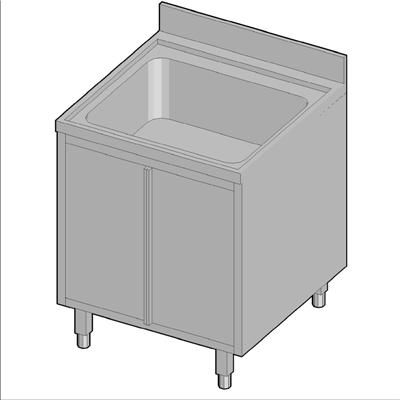 SINK UNIT, 1 BOWL (400x500x300 mm)W/ BOTTOM SHELF, SLIDING DOOR, BACKSPLASH