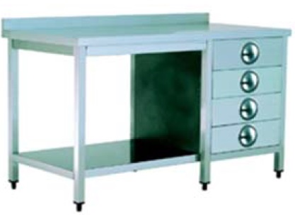 WORK TABLE WITH BOTTOM SHELF, 3 DRAWER (RIGHT) AND NO UPSTAND