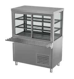 COLD DISPLAY SERVICE CABINET, ON CUPBOARD, WITH TRAY STAND
