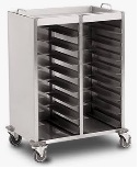 [SAT53BK] TRAY TROLLEY, 2x15 TRAYS (37x53 cm), 3 SIDE CLOSE , AISI 304