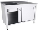 SINK UNIT, 1 BOWL (500x500x300 mm) W/ BOTTOM SHELF, SLIDING DOOR, BACKSPLASH