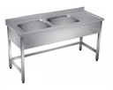 DOUBLE SINK UNIT, 2 BOWL (400x500x300 mm) W/O BOTTOM SHELF, BACKSPLASH