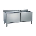 DOUBLE SINK UNIT, 2 BOWL (400x500x300 mm) W/ BOTTOM SHELF,  SLIDING DOOR, BACKSPLASH