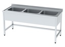 THREE SINK UNIT, 3 BOWL (400x500x300 mm) W/O BOTTOM SHELF, BACKSPLASH