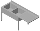 LOADING TABLE, DOUBLE SINK:50x40x30 cm AND UPSTAND