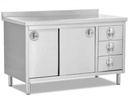 CUPBOARD, W/BOTTOM SHELF, 3 DRAWER (LEFT)  SLIDING DOOR, NO BACKSPLASH
