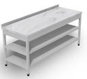 MARBLE TOP TABLE,  WITH BOTTOM&MID SHELF AND UPSTAND