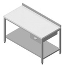 MARBLE TABLE WITH BOTTOM SHELF, 1 DRAWER AND UPSTAND
