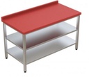 MOBILE POLYETHYLEN TOP TABLE, WITH BOTTOM&MID SHELF AND NO UPSTAND