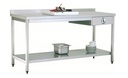 WORK TABLE WITH BOTTOM SHELF, 1 DRAWER (LEFT) AND UPSTAND