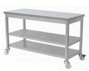MOBILE WORKING TABLE WITH LOWER AND INTERMEDIATE SHELVES